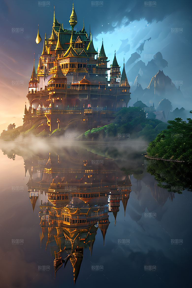 金殿之上魔法巫师与蛇的威严景观