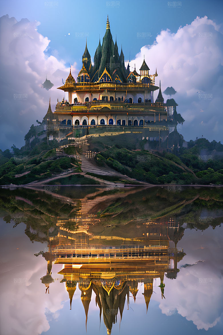 金殿之上魔法巫师与蛇的威严景观