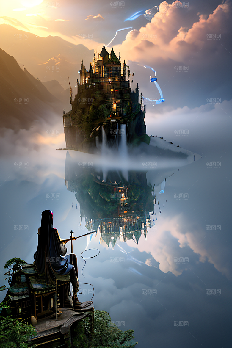 金色宫殿巫师与蛇的魔幻场景