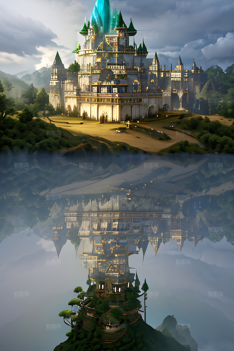 金色宫殿巫师与蛇的魔幻场景