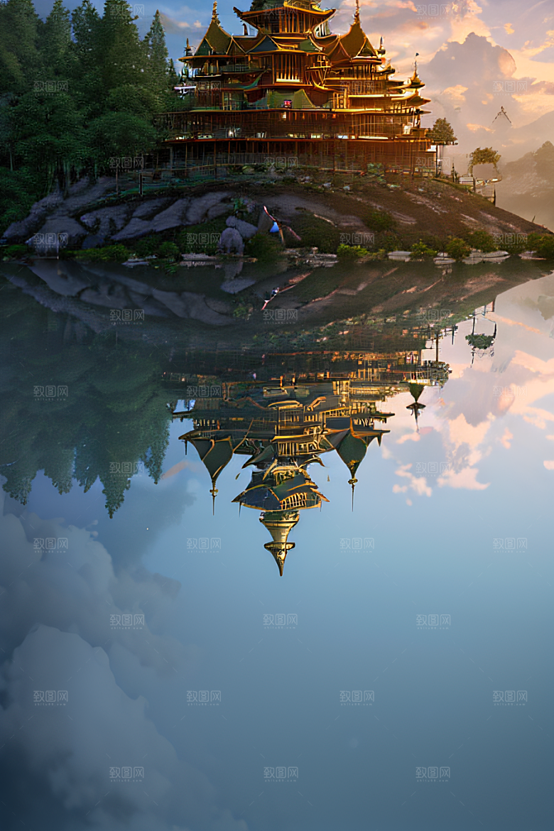 金色宫殿巫师与蛇的魔幻场景
