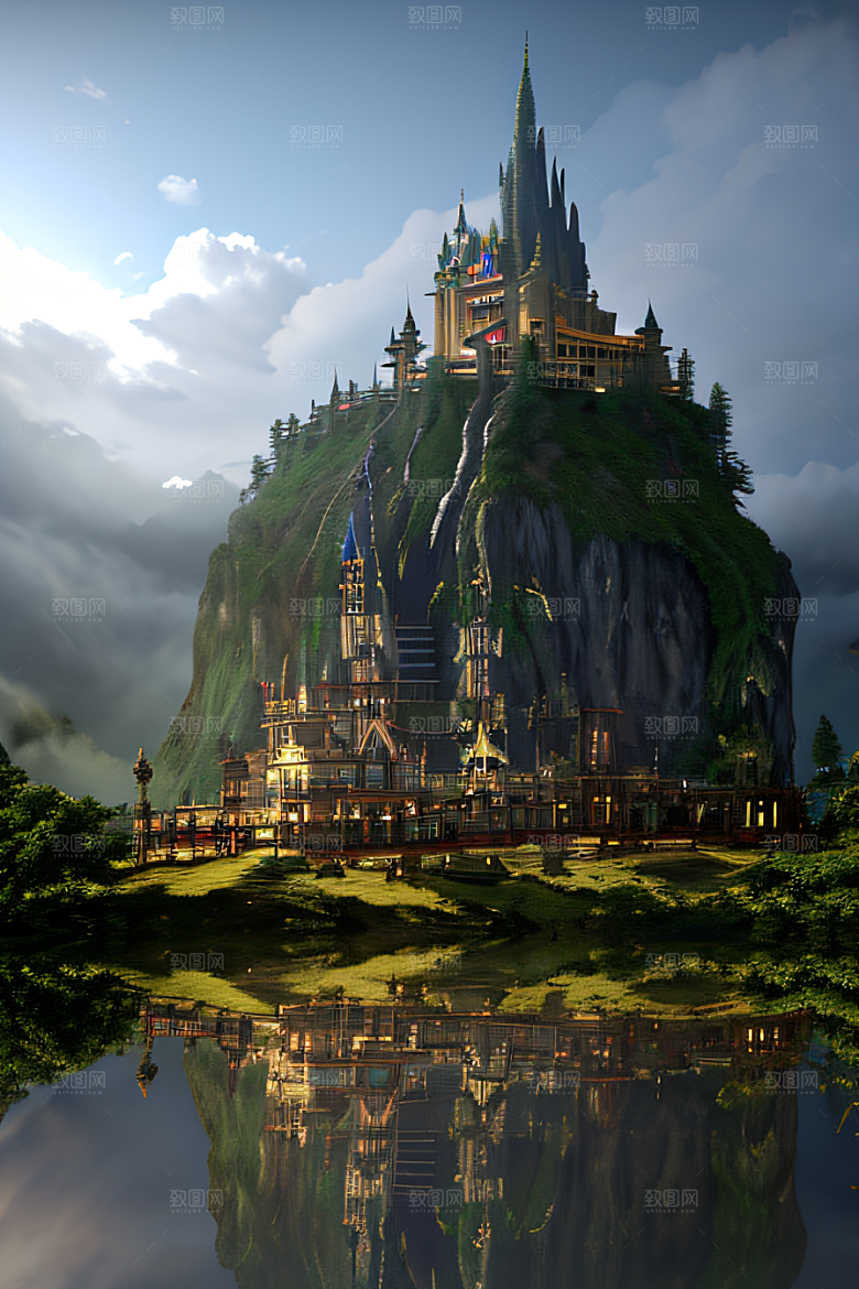 金色宫殿巫师与蛇的魔幻场景
