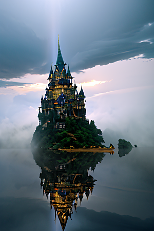 金色宫殿巫师与蛇的魔幻场景