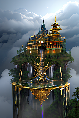 幻境魔法金殿云瀑的3D高清效果