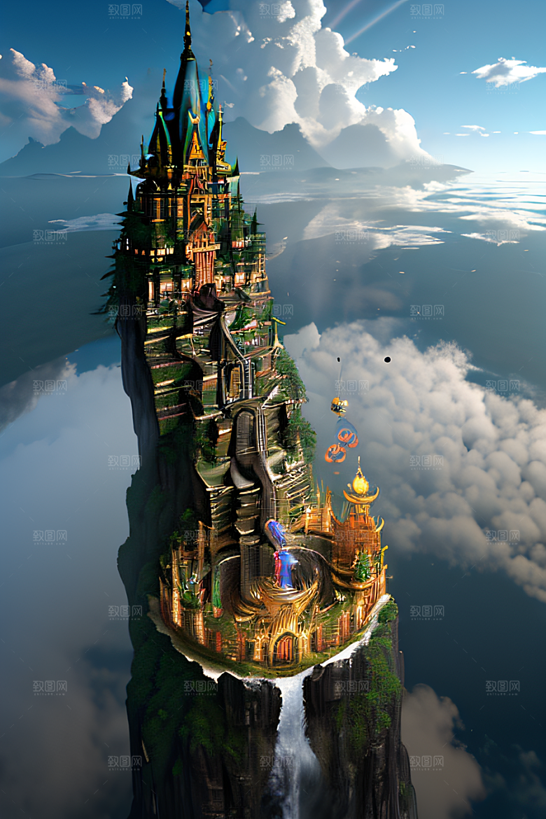 幻境魔法金殿云瀑的3D高清效果