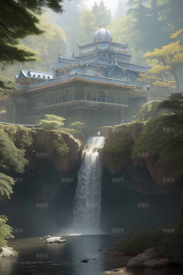 神秘维多利亚宫殿的鸟瞰视角