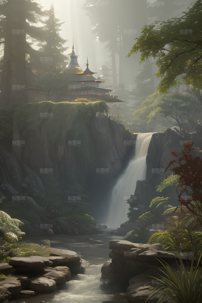 午间阳光下的超写实海洋场景