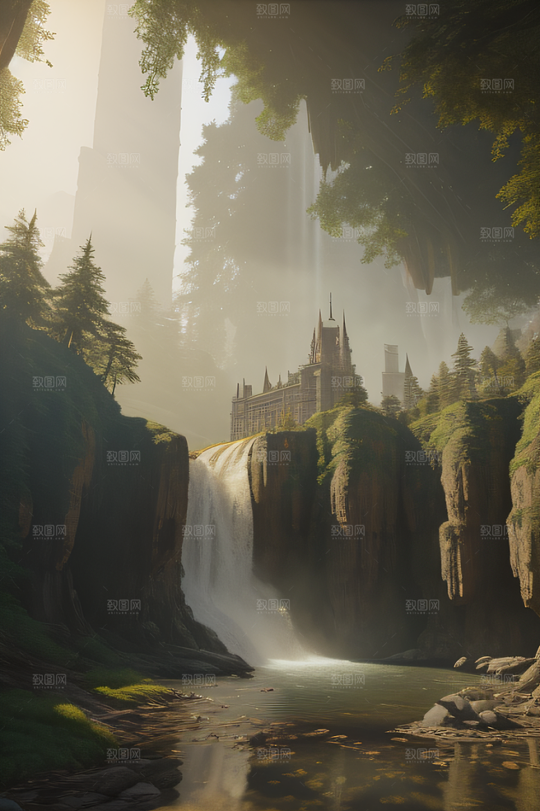 午间阳光下的超写实海洋场景