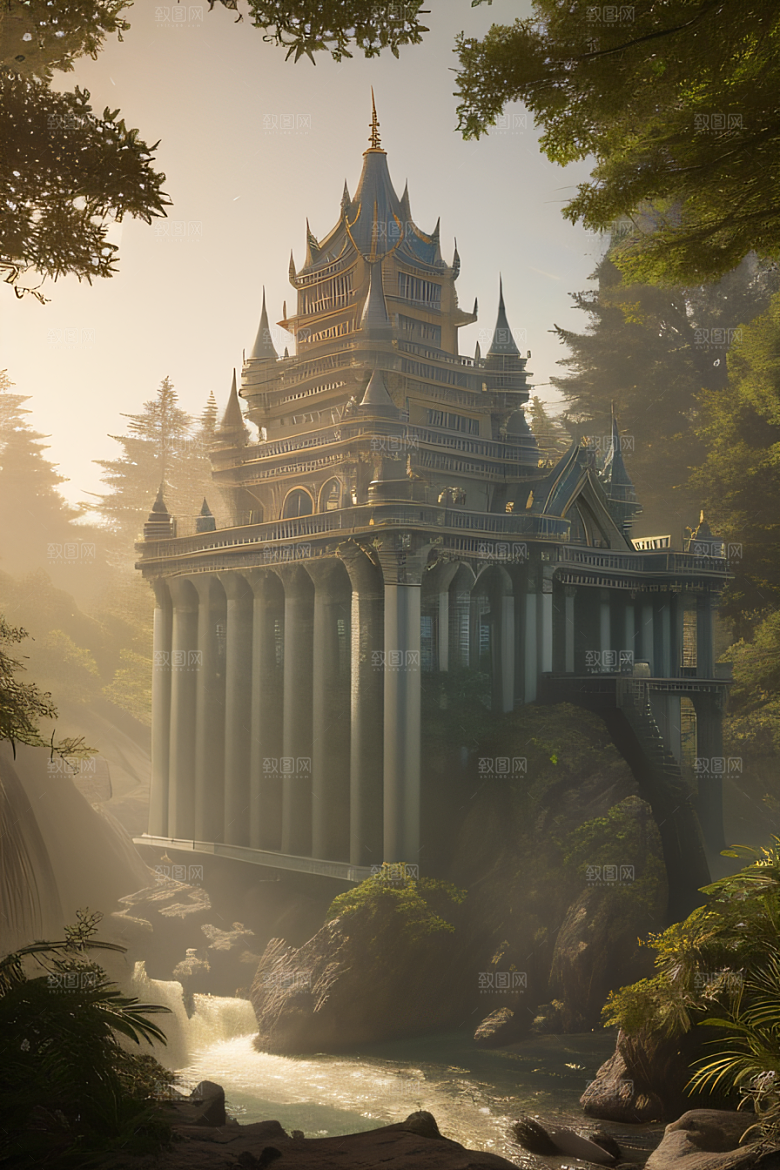 午间阳光下的超写实海洋场景