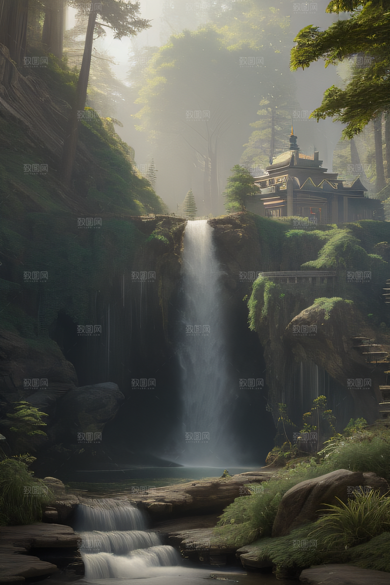 午间阳光下的超写实海洋场景