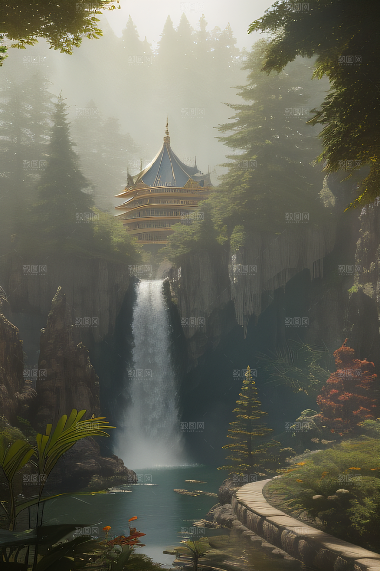 午间阳光下的超写实海洋场景