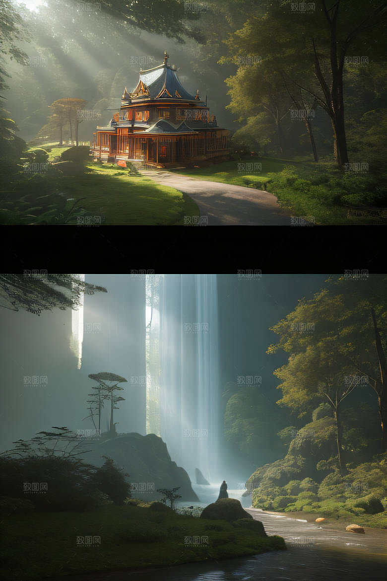 午间阳光下的超写实海洋场景