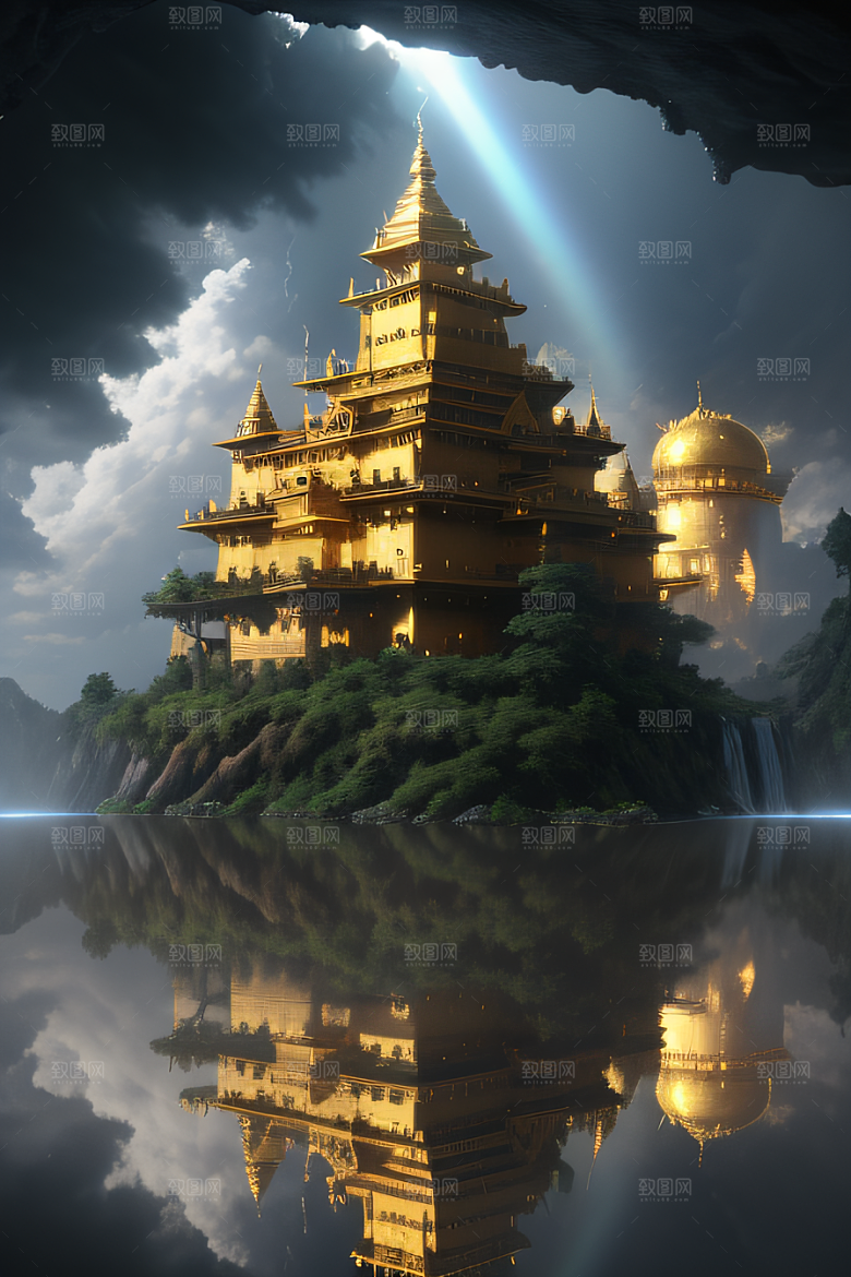 魔法巫师超广角下的金殿云海