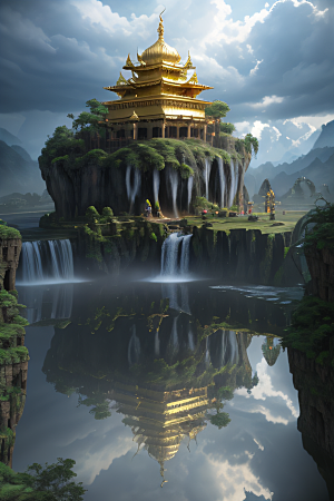 金殿之上魔法巫师与蛇的威严景观