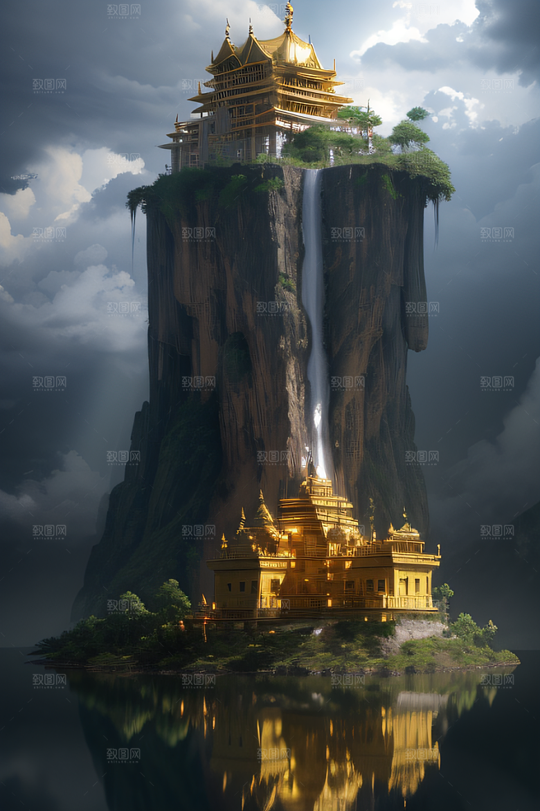 金殿之上魔法巫师与蛇的威严景观