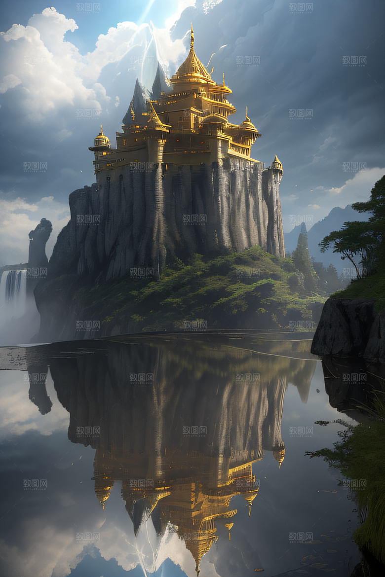 金殿之上魔法巫师与蛇的威严景观
