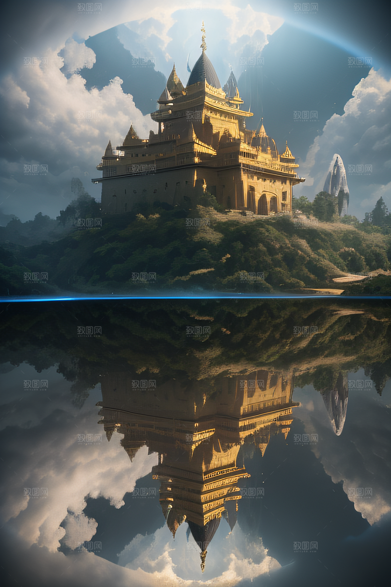 金殿之上魔法巫师与蛇的威严景观