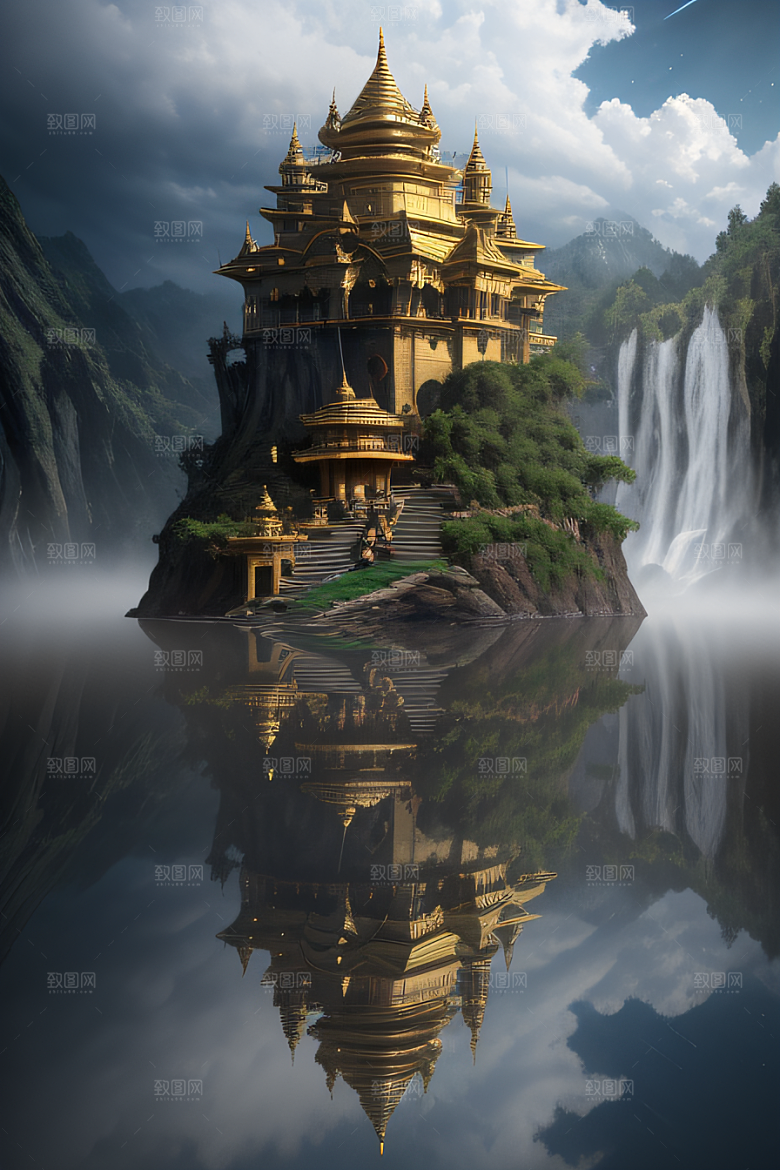 金殿之上魔法巫师与蛇的威严景观