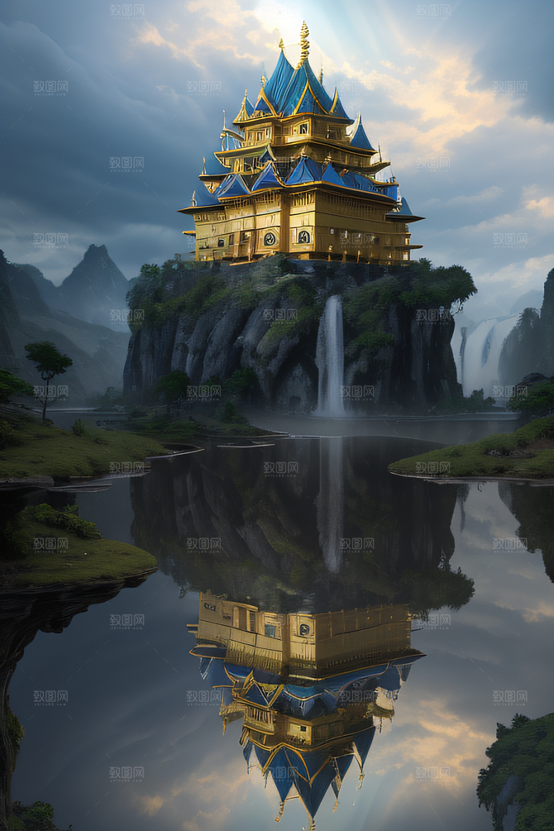 金殿之上魔法巫师与蛇的威严景观