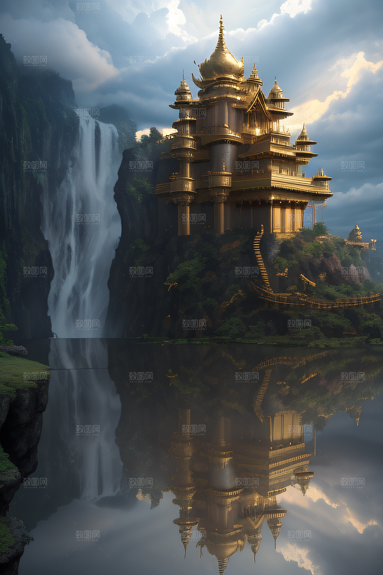 金殿之上魔法巫师与蛇的威严景观