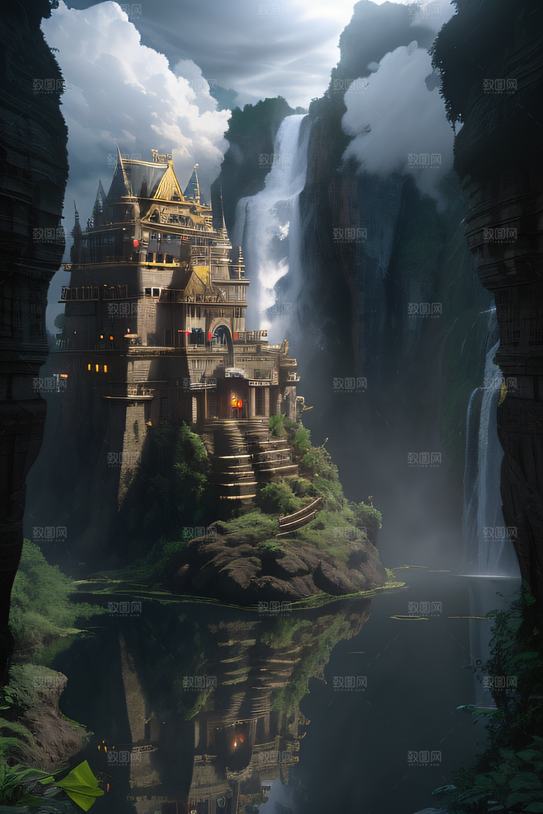 金殿之上魔法巫师与蛇的威严景观