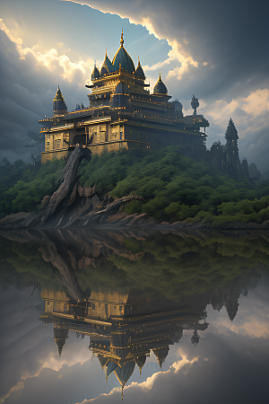 金殿之上魔法巫师与蛇的威严景观