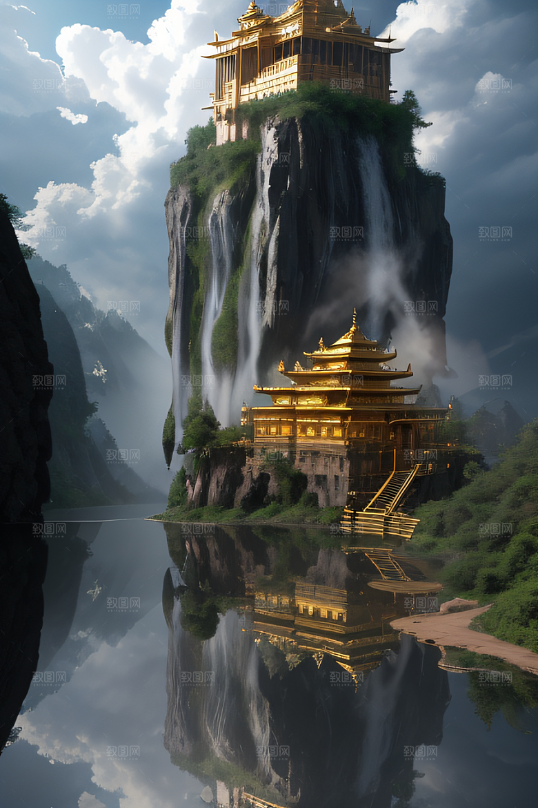 金殿之上魔法巫师与蛇的威严景观