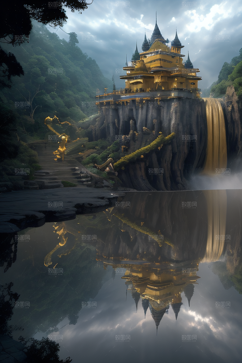 金殿之上魔法巫师与蛇的威严景观