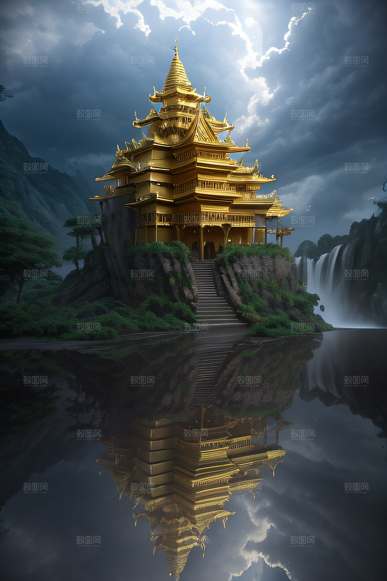 金殿之上魔法巫师与蛇的威严景观