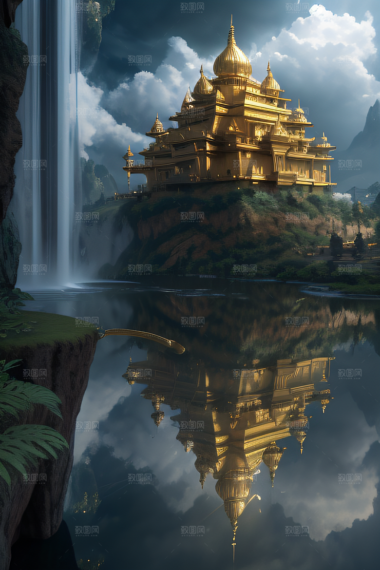 金殿之上魔法巫师与蛇的威严景观