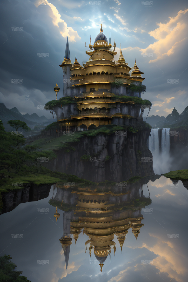 金殿之上魔法巫师与蛇的威严景观