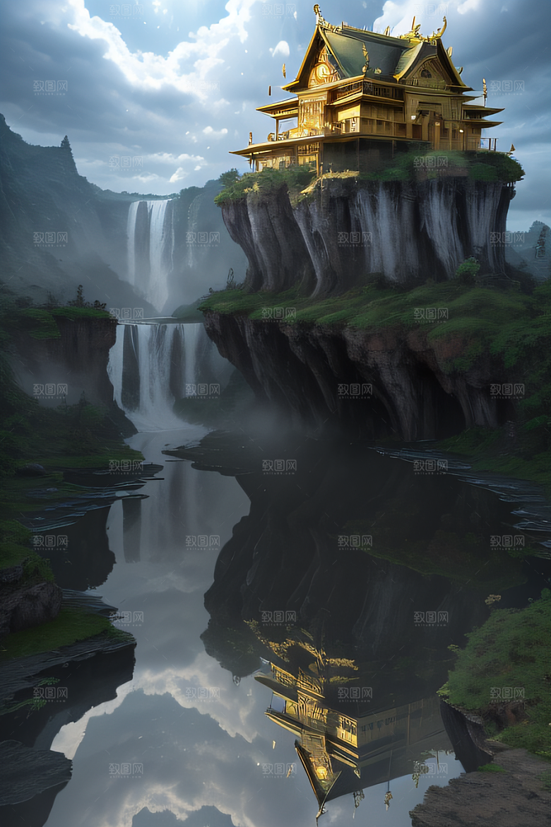金色宫殿巫师与蛇的魔幻场景