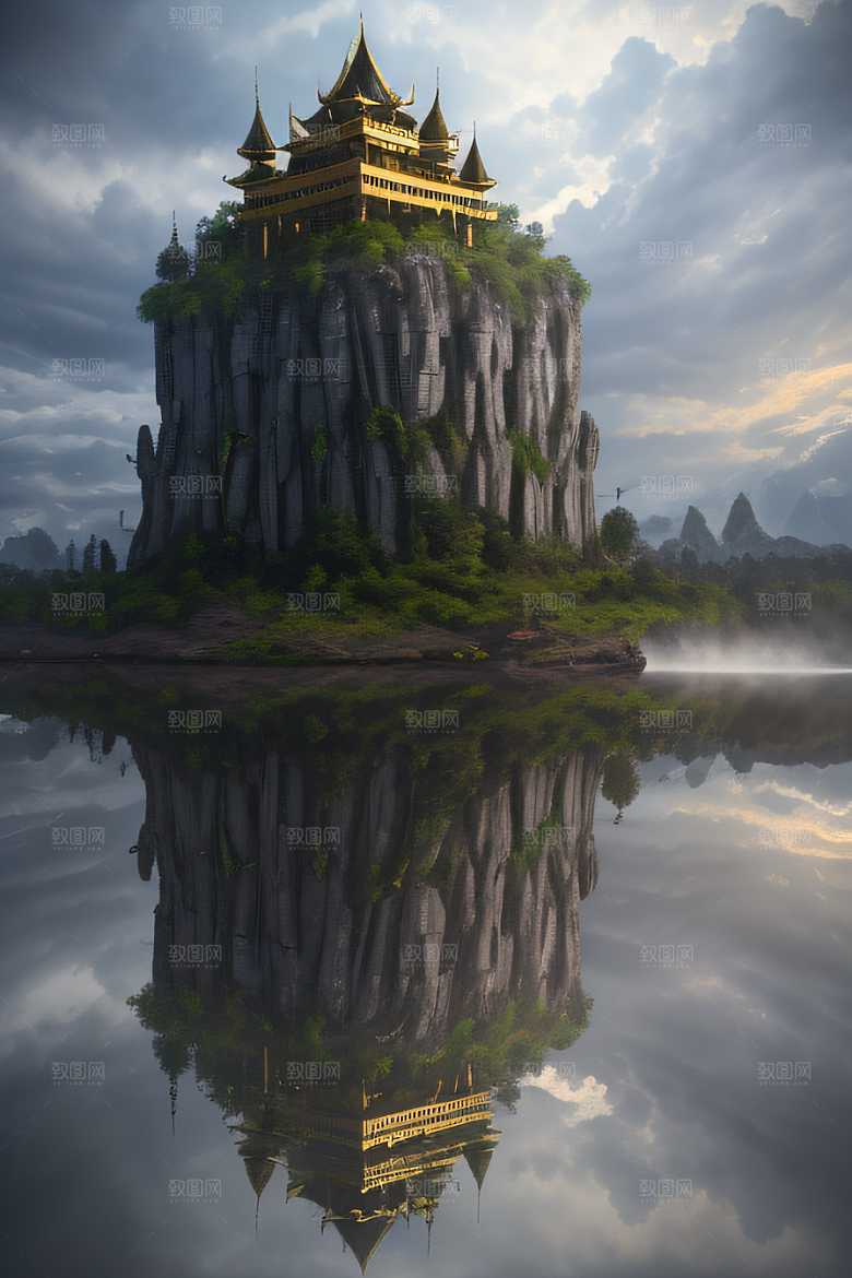 金色宫殿巫师与蛇的魔幻场景