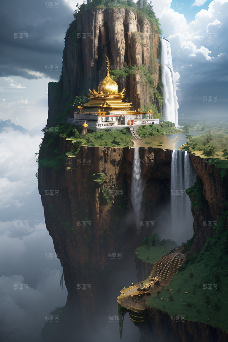 金色宫殿巫师与蛇的魔幻场景