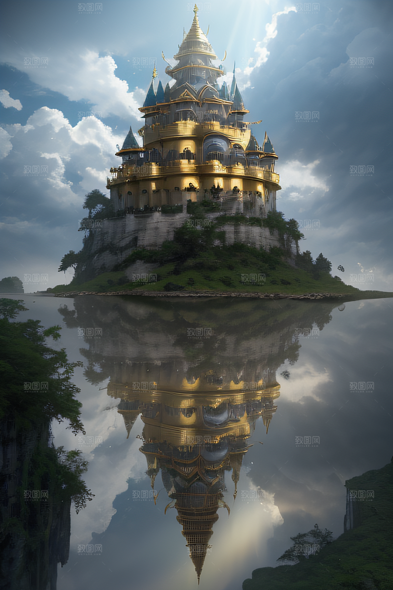 金色宫殿巫师与蛇的魔幻场景