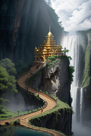 金色宫殿巫师与蛇的魔幻场景