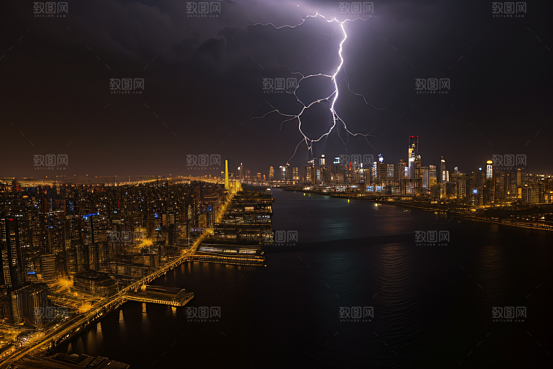 雷电屏障下的城市绘卷