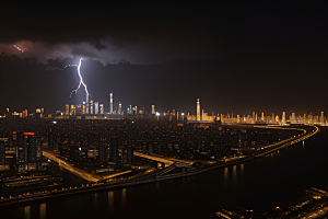 雷电屏障下的城市绘卷