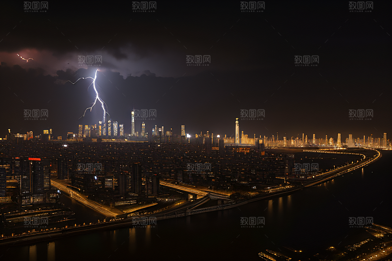 雷电屏障下的城市绘卷