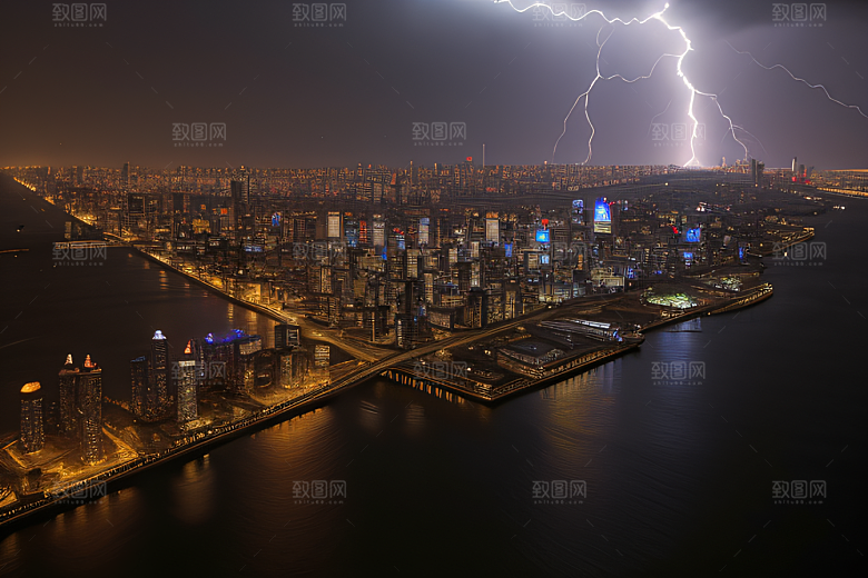 河流贯穿的海岸都市