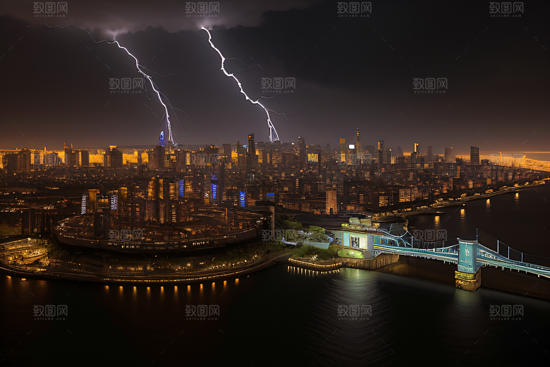 河流贯穿的海岸都市