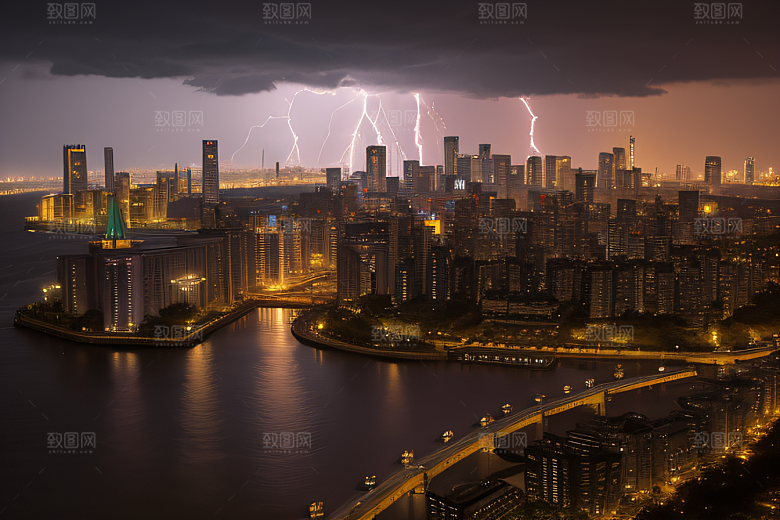 河流贯穿的海岸都市