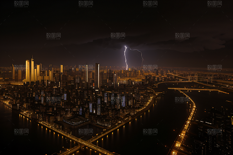 河流贯穿的海岸都市