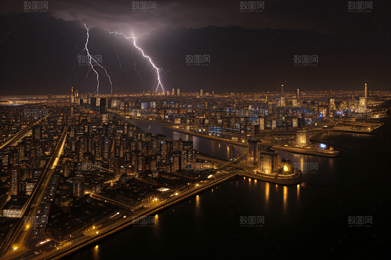 河流贯穿的海岸都市