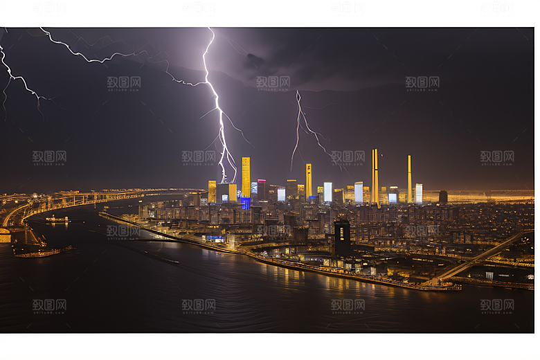 闪电屏障下的都市幻景