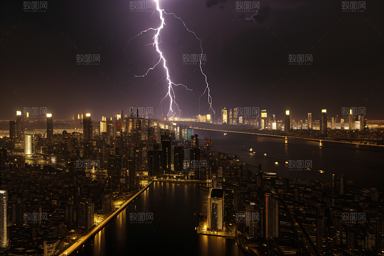 闪电屏障下的都市幻景