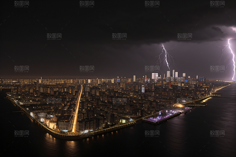 闪电屏障下的都市幻景