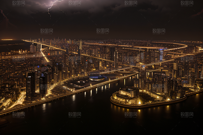 闪电屏障下的都市幻景