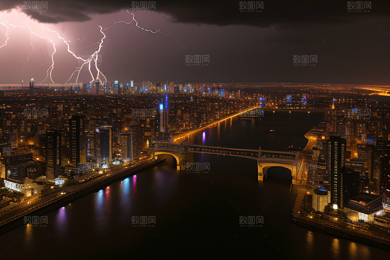 闪电屏障下的都市幻景