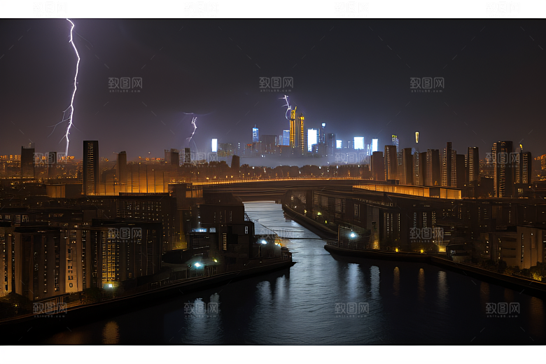 闪电屏障下的都市幻景